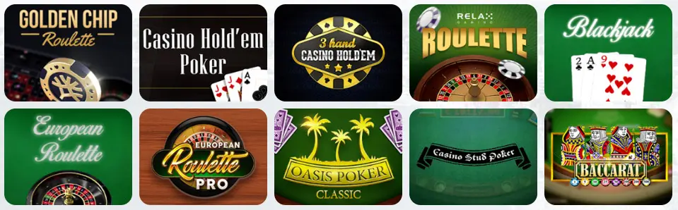 Jeux de table au Casino Joka